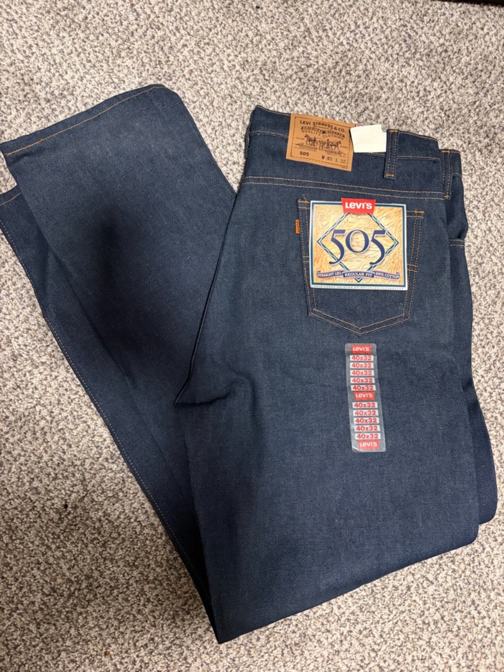 Vintage Levi's Men's Straight 505 Jeans in Deep Indigo Blue